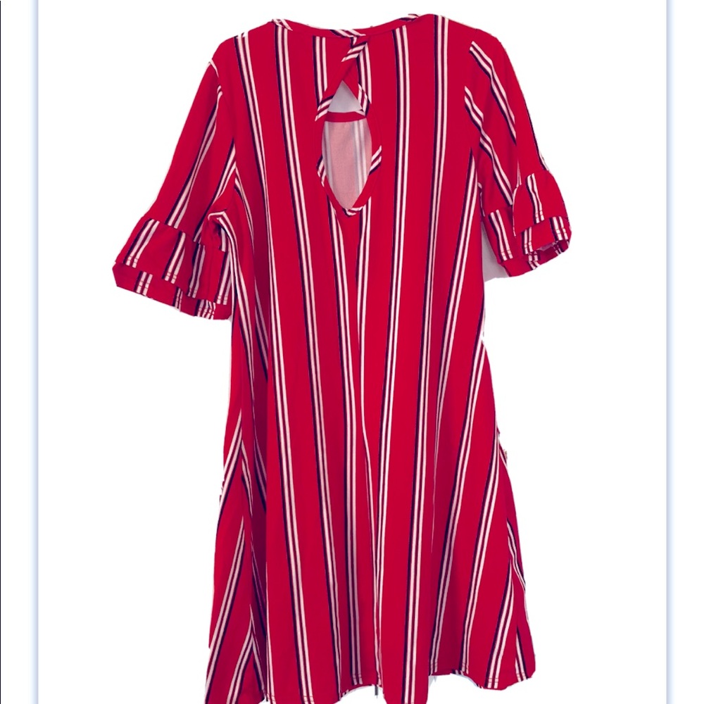 Red striped short sleeve dress